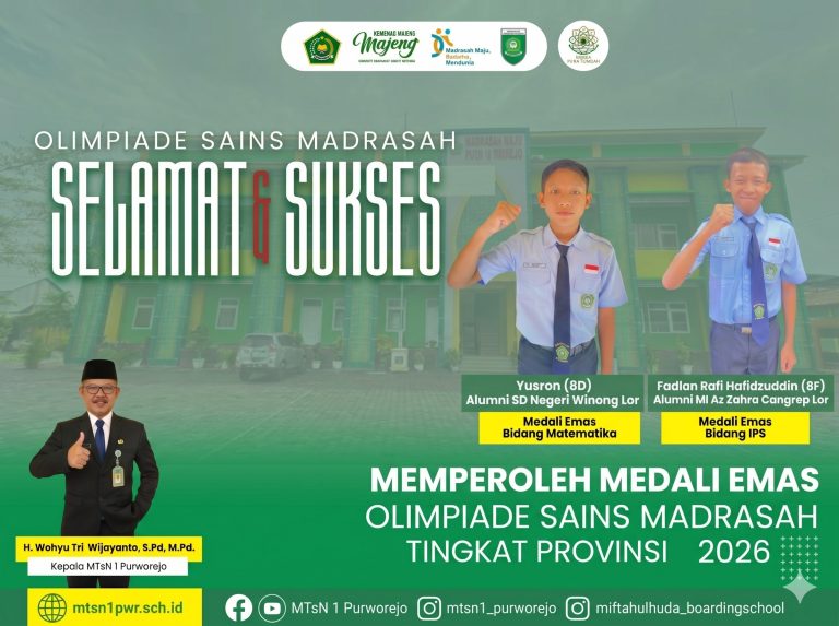 Dua Siswa MTsN 1 Purworejo Sabet Emas OSMA 2026 Tingkat Provinsi